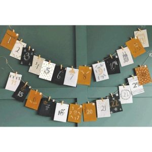Adventskalender zwart/wit/goud