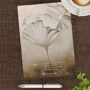 Notitieblokje Witte klaproos met bijbeltekst