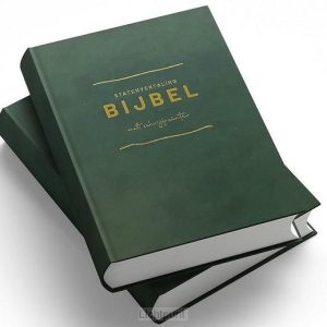 Bijbel Statenvertaling met schrijfruimte groen goudop