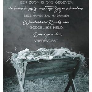 Kerstkaart Een kind is ons geboren