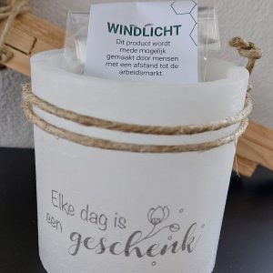 Windlicht S Elke dag is een geschenk - Ivoor