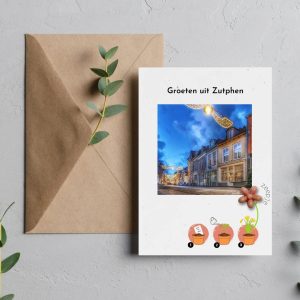 Groeten uit Zutphen - Kaart met bloemzaadjes en zeepje