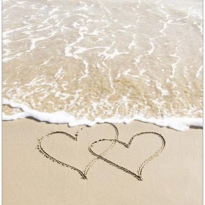 Ansichtkaart - Strand met twee hartjes