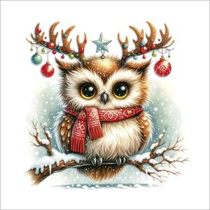 Dubbele kerstkaart met uil