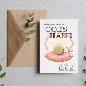 Parel in Gods hand - Kaart met zeepje en bloemzaadjes