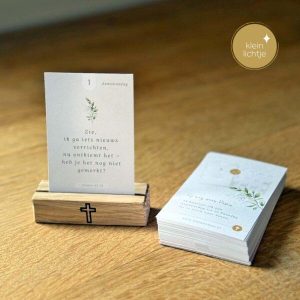 Houten standaard met mini kaartjes 40 dagentijd