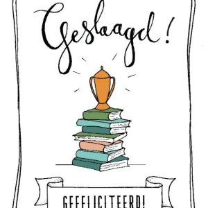 Enkele kaart geslaagd gefeliciteerd