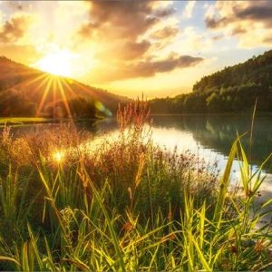 Dubbele kaart - Rivier tussen bergen