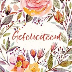 Dubbele natuurlijke kaart met gefeliciteerd en rozen