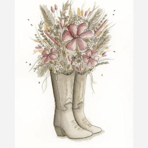 Ansichtkaart Laarzen met bloemen