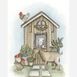 Ansichtkaart Huisje met geit