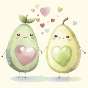 Twee peertjes hand in hand