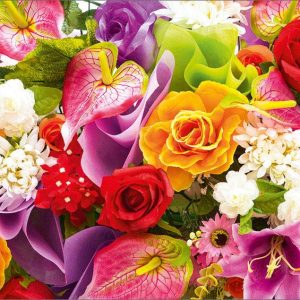 Blanco kaart met allerlei bloemen