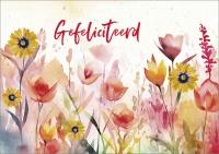 Dubbele kaart - Gefeliciteerd met bloemen