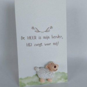 Wenskaarthouder schaapje - De Heer is mijn Herder