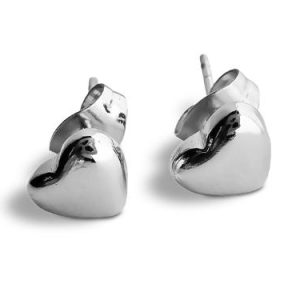 Oorbellen knopje hartje zilver