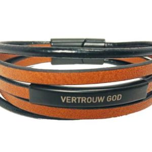Bruine leren armband, Vertrouw God