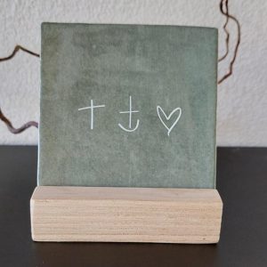 Rustiek tegeltje groen - Hoop Geloof Liefde
