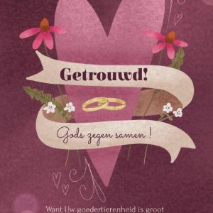 Dubbele kaart - Getrouwd! Gods zegen samen!