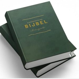 Bijbel Statenvertaling met schrijfruimte groen goudop