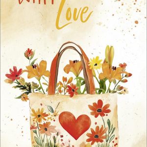 Dubbele kaart - Tas met bloemen: With Love
