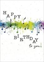 Dubbele kaart - Happy Birthday to you muzieknoten