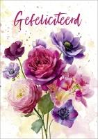Dubbele kaart - Gefeliciteerd bloemen