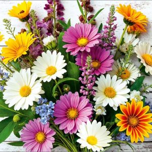 Dubbele kaart - Bloemen op hout